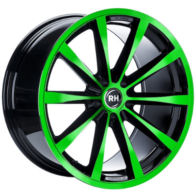 RH Alurad GT Rad Black Polished Green 10,00x19 5x112,00 ET45,00