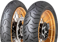 Nahaufnahme der Lauffläche Dunlop Trailmax Meridian 90/90V21 (54 V) Vorne TL