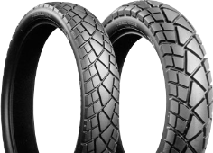 Nahaufnahme der Lauffläche Bridgestone TW 201 80/100-19 49 P Vorne TT M/C
