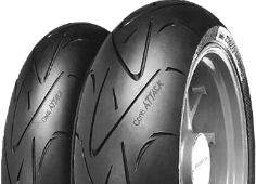 Nahaufnahme der Lauffläche Continental ContiSportAttack 120/70ZR17 (58 W) Vorne TL M/C